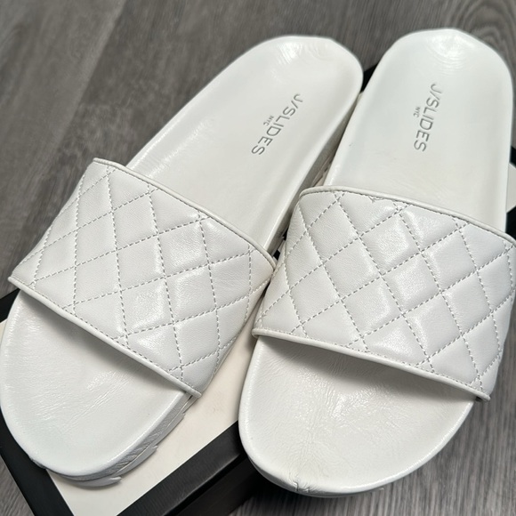 New in Box White Leather J/Slides Edge Slide Sandals Size 9 - Picture 2 of 8